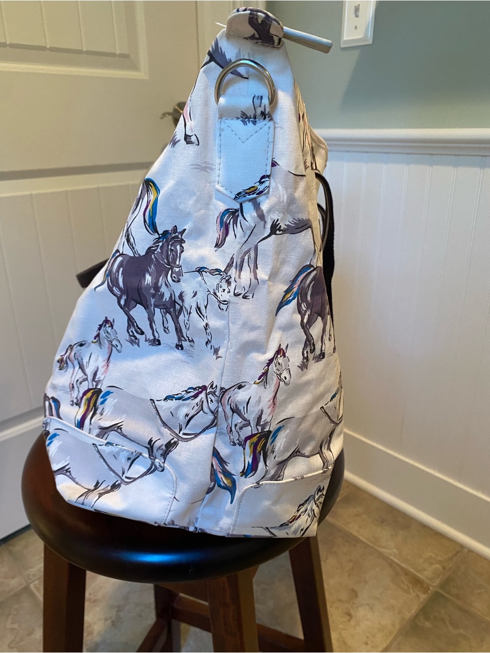 Cath Kidston Large Tote with Horse Print with Striped Handles. - Picture 6 of 16
